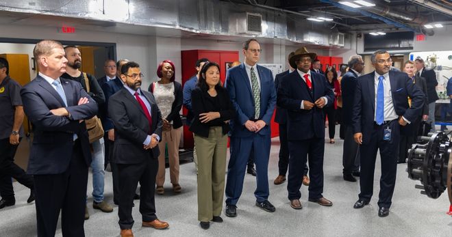 The D.C. delegation tours a METRO training area.