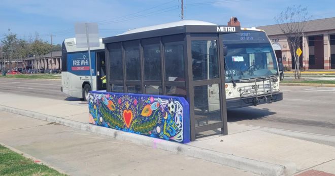 A METRO bus at the titled 