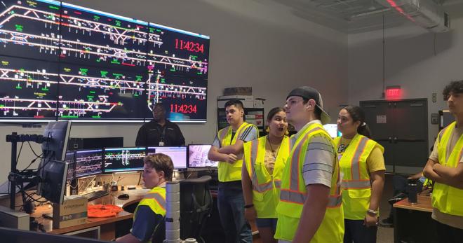 Students get an in-depth look at METRO's Rail Operations Center.