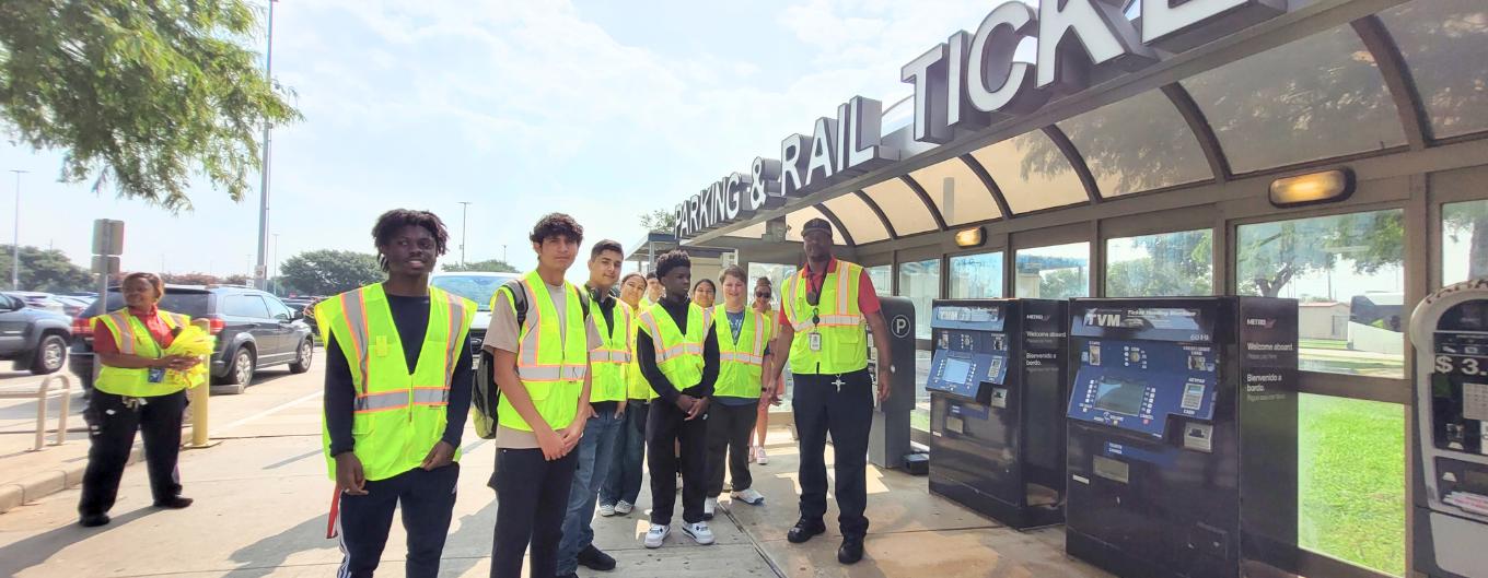 San Jacinto College NSTI Summer Campers at METRO's Fannin South Transit Center.