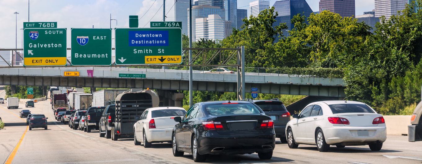 Traffic near downtown Houston.