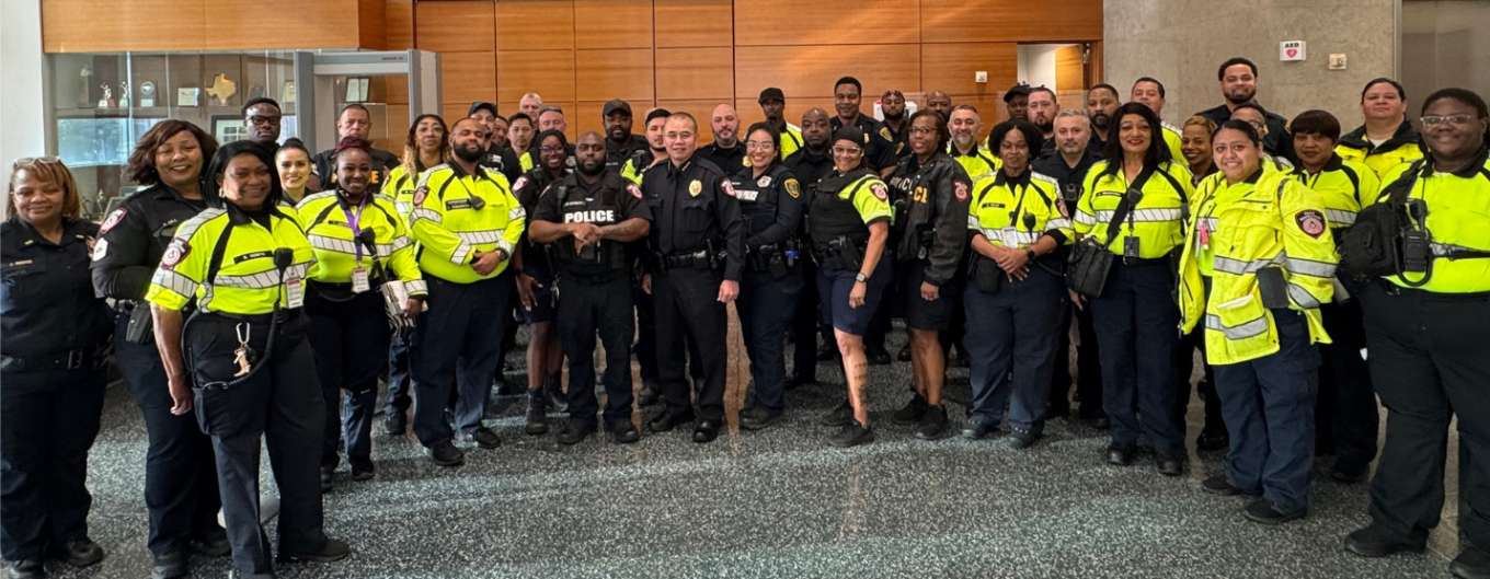 METRO PD and Houston PD officers ride the METRORail to increase police presence.