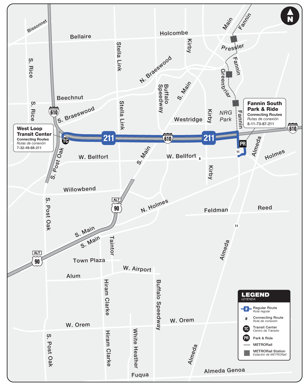 211 West Loop shuttle map.