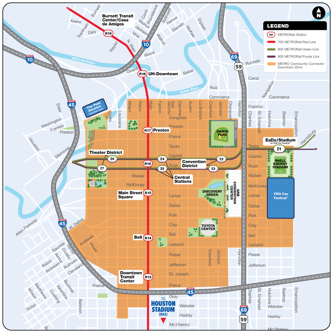 World Cup Community Connector Downtown zone map.