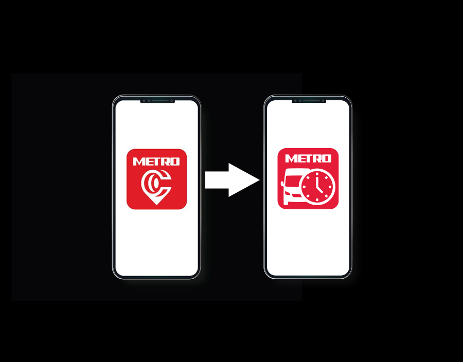 Smartphones depicting the move from the METRO curb2curb app to METRO On Demand app.