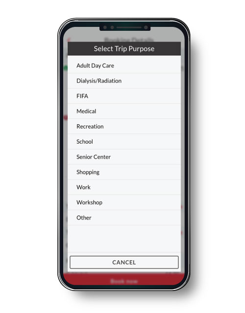 White Journey Booked confirmation screen showing trip details, and buttons to book another ride, book a return trip or view existing reservations.