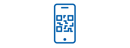 Icon of smartphone with QR code, pay your fare.