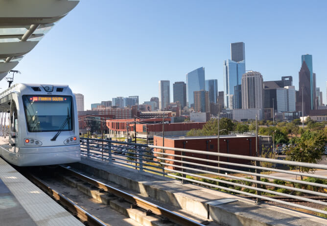 METRORail Red Line platform at Burnett Transit Center