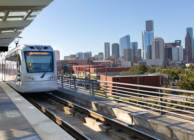METRORail Red Line platform at Burnett Transit Center