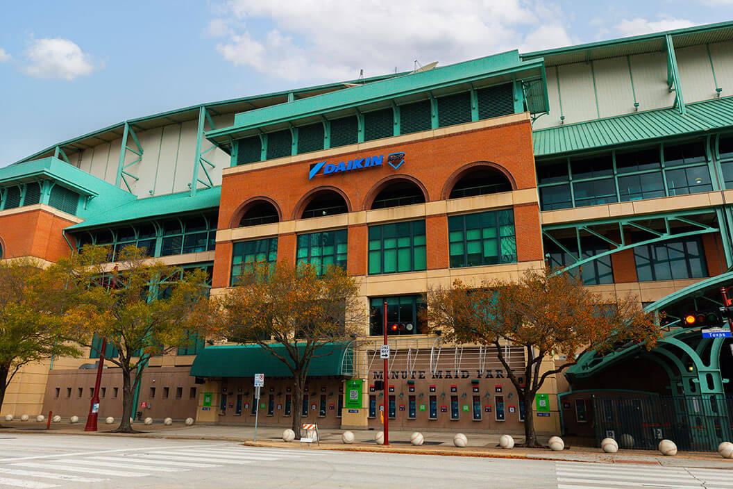 Daikin Park front view during the day.