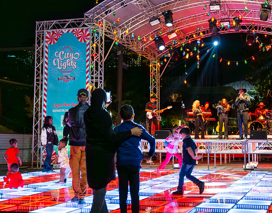 City Lightsdecor at the Avenida De Las Americas Plaza in front of GRB convention center.