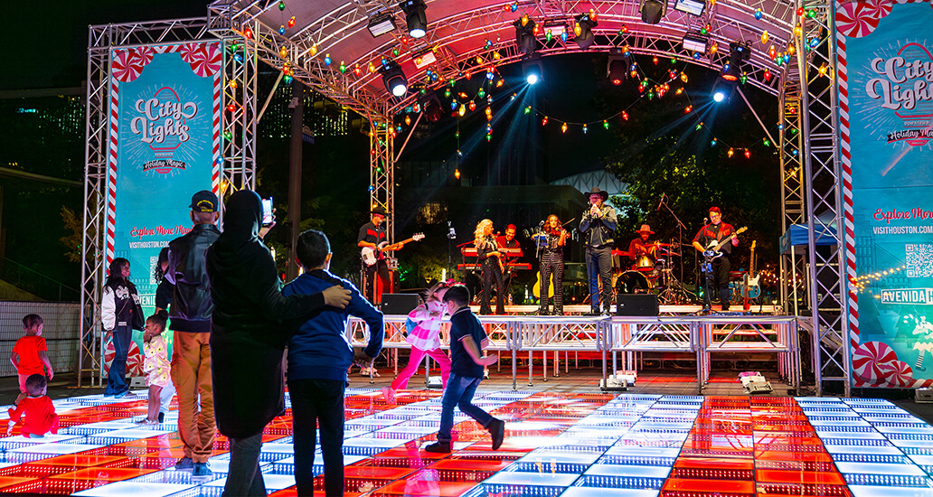 Peppermint Plaza holiday stage at George R. Brown Convention Center.