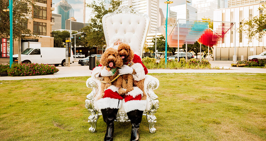 Santa Clause and pets at Twinkle Town in Trebly Park.