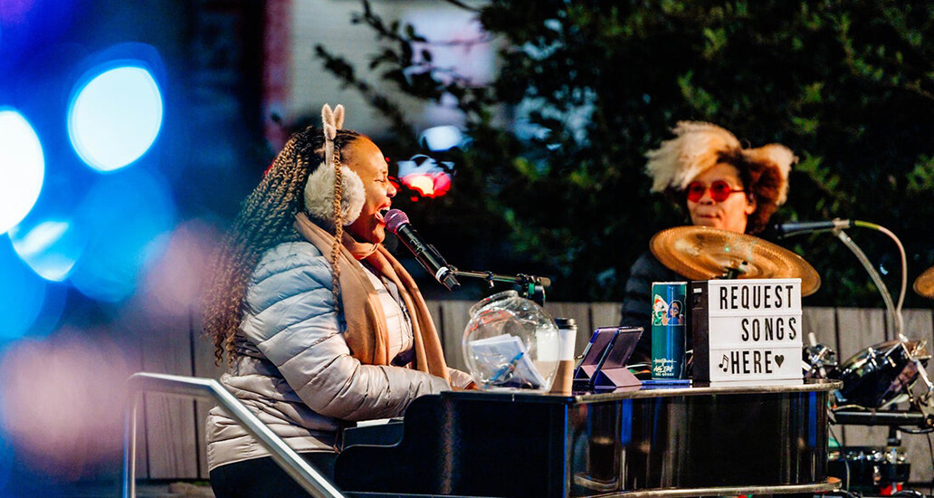 Live music at Tinsel Town at Market Square Park.