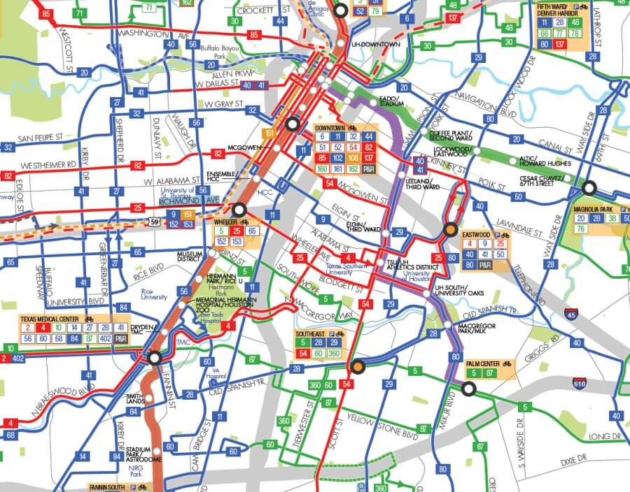 METRO System Map Bus Light Rail HOV Transit Facilities