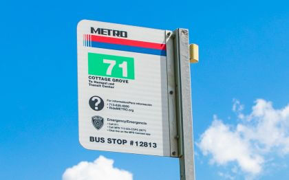 71 Cottage Grove bus stop sign
