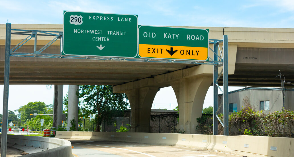 Highway 290 NW Express Lane exit to Old Katy Road.