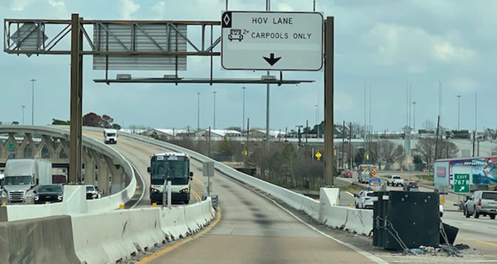 Interstate 10 Katy-CBD HOV ramp entrance near Studemont Street