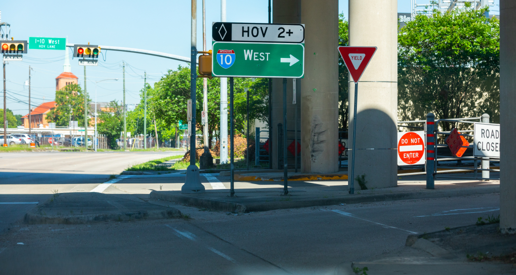 Interstate 10 Katy-CBD HOV ramp entrance from Franklin Street