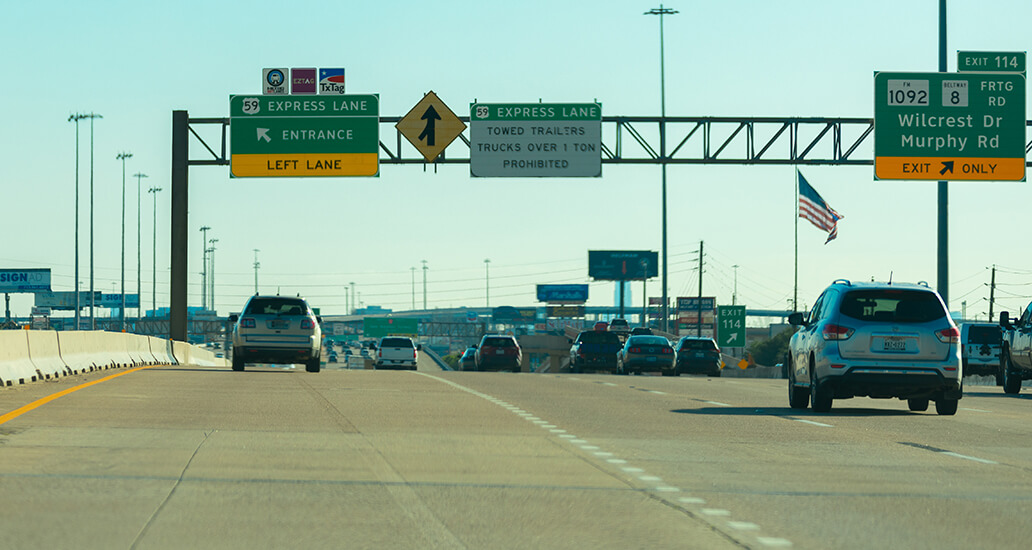 US Highway 59 Express Lane entrance sign