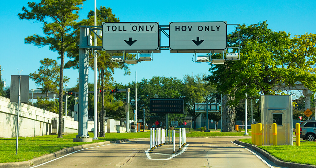 US Highway 59 Express Lane sign at Hillcroft Transit Center