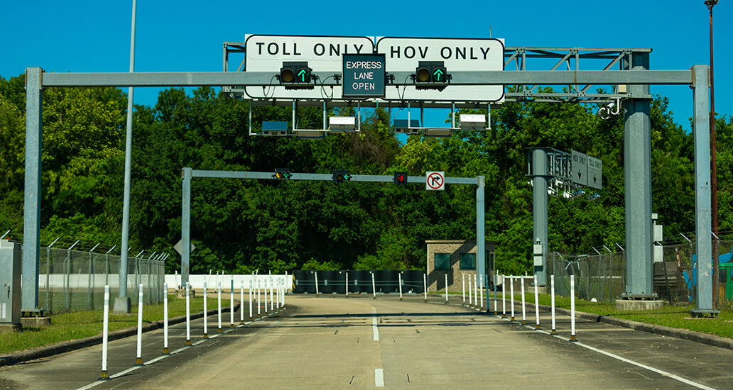 59 North Freeway express lane entrance from the frontage road and Neches Street.