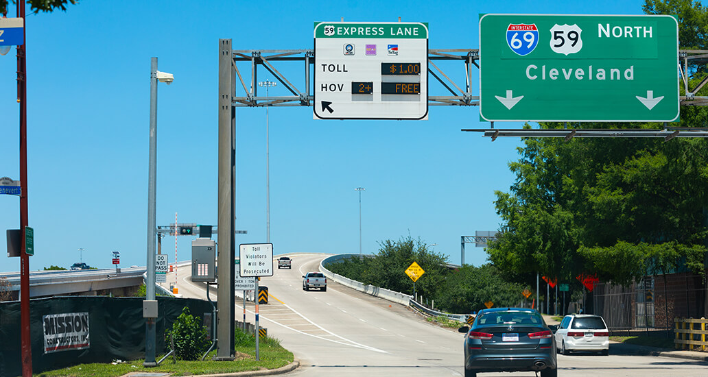 US 59 North HOV/HOT lane entrance on Chenevert Street.