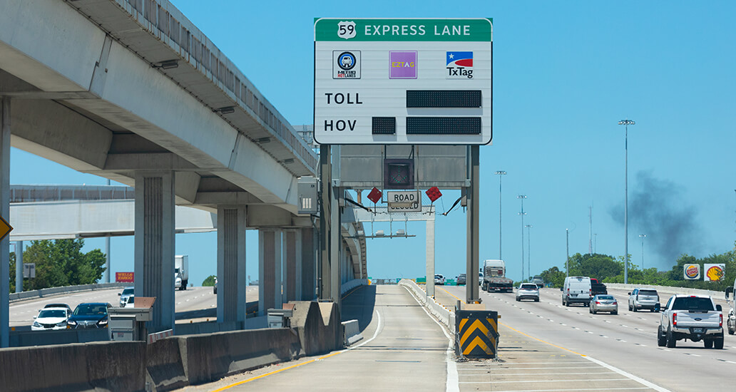 US 59 North HOV/HOT lane entrance from the freeway near Quitman Street.