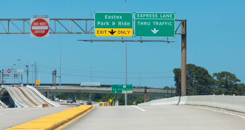 59 North Freeway express lane exit to the Eastex Park & Ride.