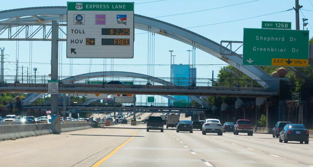 US Highway 59 Express Lane entrance sign,