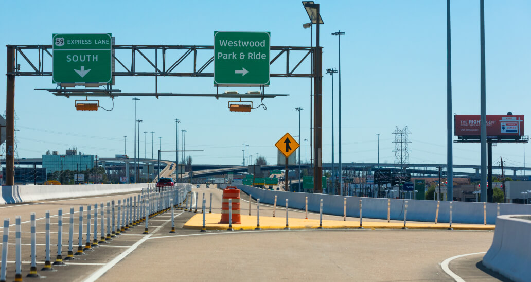 US Highway 59 Express Lane sign at Westwood Park & Ride