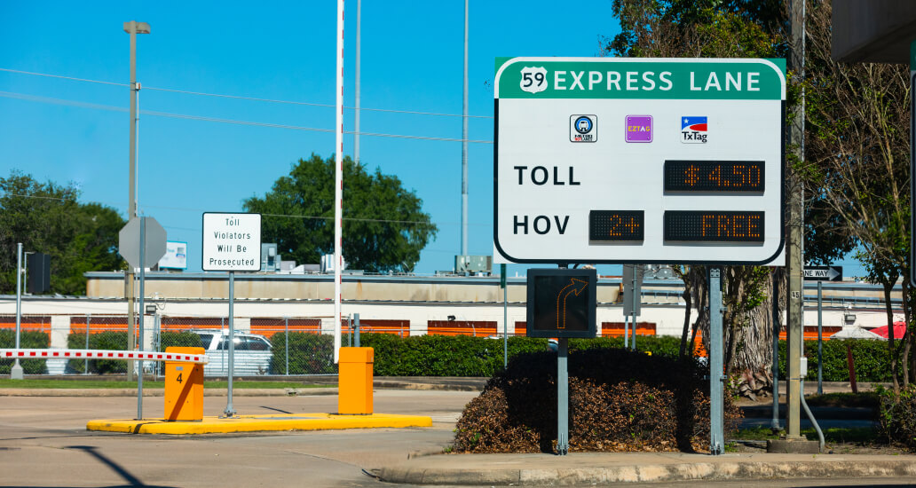 US Highway 59 Express Lane sign at Westwood Park & Ride