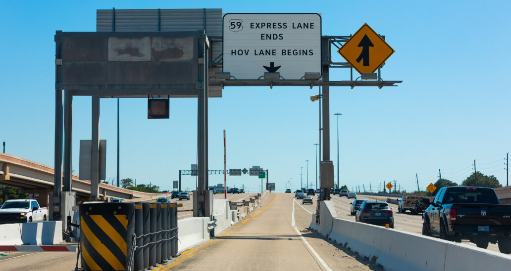 US Highway 59 Express Lane exit to main lanes