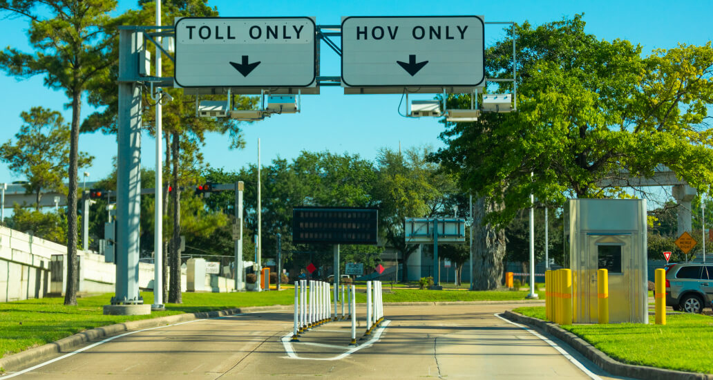 US Highway 59 Express Lane sign at Hillcroft Transit Center