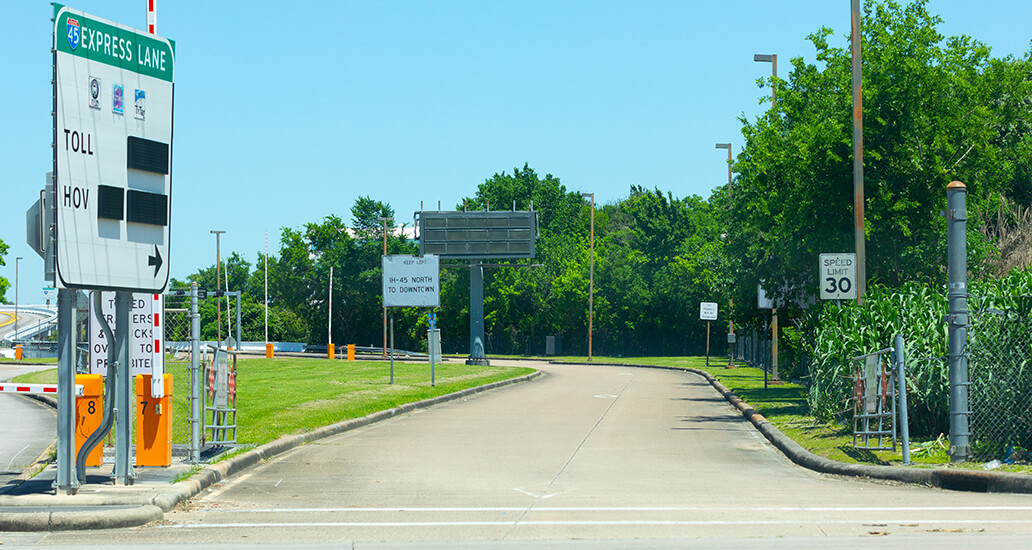 I-45 South HOV/HOT entrance from Monroe Road.