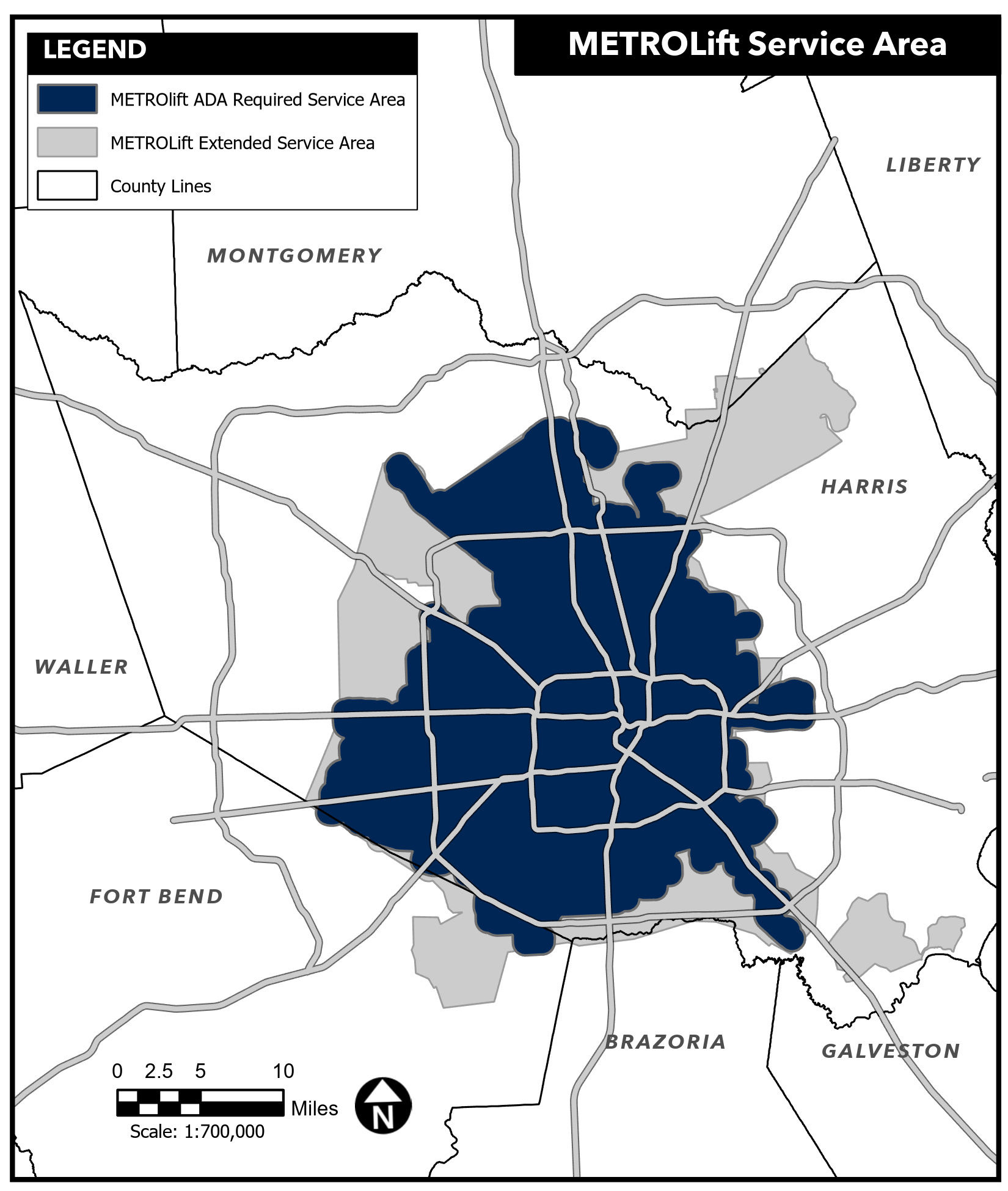 METROLift Service Area Map