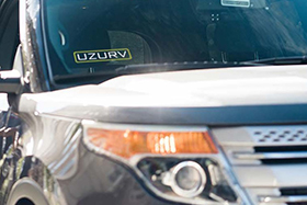UZURV vehicle shown on the front of a car.
