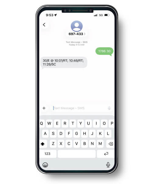 Next Bus Texting on mobile phone.