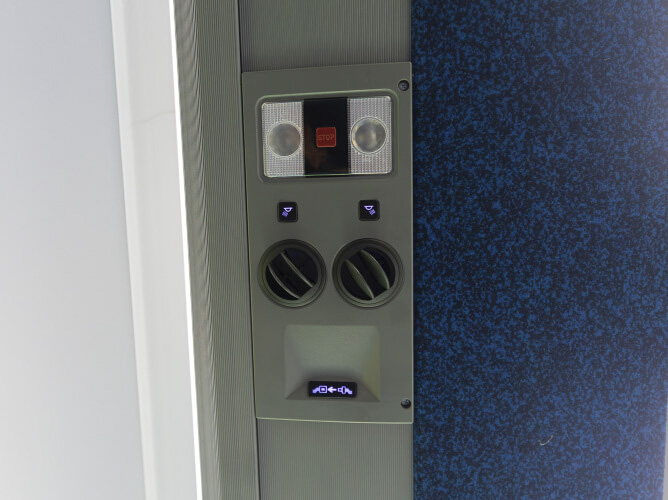 Overhead light and individual air vents on a METRO Park & Ride bus.