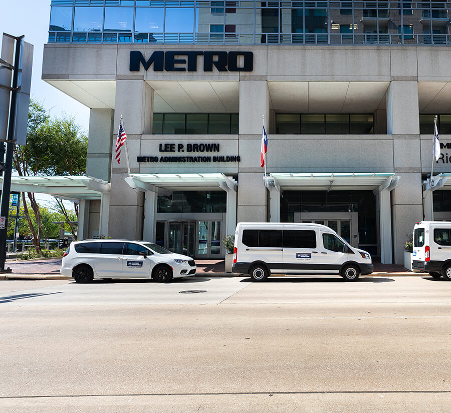 METRO Vanpool vans and sedans in downtown Houston