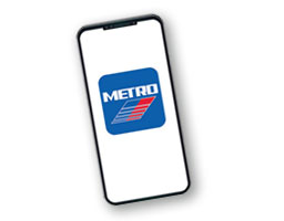 RideMETRO app displayed in a mobile phone